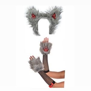 little red riding hood big bad wolf ear headband & fishnet arm sleeves